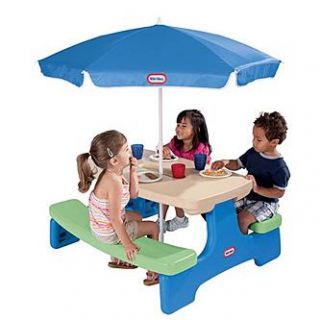 Little Tikes Easy Store Picnic Table with Blue Umbrella
