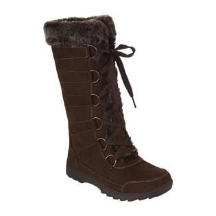 Route 66 Womens Tamber Faux Suede Boot with Fur Trim   Brown
