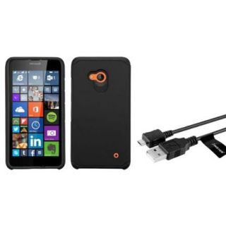 Insten Dual Layer Case For Microsoft Lumia 640   Black (+ Micro USB cable)
