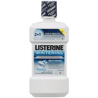 Listerine Clean Mint Rinse Whitening Plus Restoring Fluoride, 16 oz