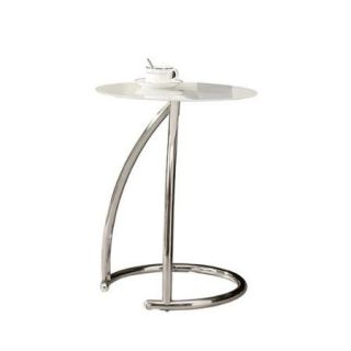 Metal Accent Table with Frosted Tempered Glass, Chrome