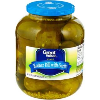Great Value Kosher Whole Dill Pickles, 46 Fl Oz
