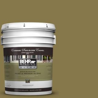 BEHR Premium Plus Ultra 5 gal. #M330 7 Green Tea Leaf Semi Gloss Enamel Exterior Paint 585305