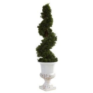 Nearly Natural Nearly Natural Cedar Spiral Round Topiary in Urn