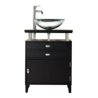 Home Decorators Collection Moderna 24 in. W x 21 in. D Bath Vanity in Black with Marble Vanity Top in Black and Wood Door 1140300210