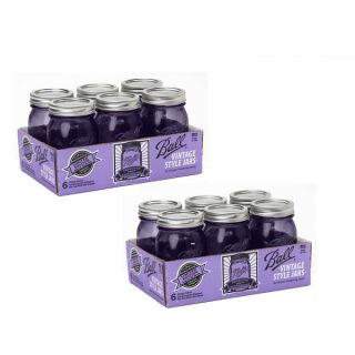 Ball Heritage Collection Purple Pint Regular Mouth Jars   12 jars