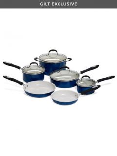 Blue & Cream Ceramic Coated Cookware Set (10 PC) by Cuisinart