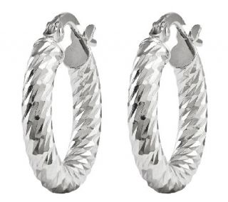 Diamond Cut Hoop Earrings, 14K White Gold —
