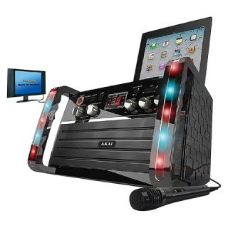 Akai Karaoke System With Disco Light Effect and Power Adapter   Black