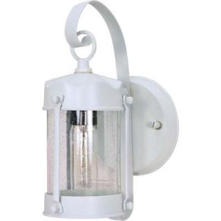 Glomar 1 Light Outdoor White Wall Lantern Piper Lantern with Clear Seed Glass HD 633