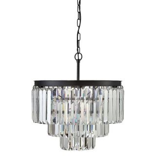 Round Crystal Chandelier with 9 Lights   Black