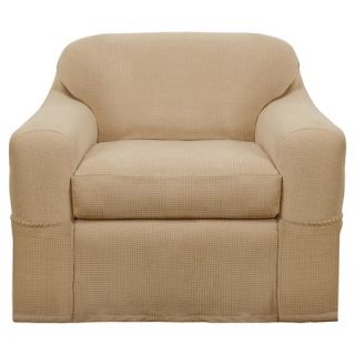 Maytex Stretch Reeves Wing Chair Slipcover   Natural