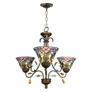 Dale Tiffany 3 Light Antique Golden Sand Peony Tiffany Hanging Fixture TH90214