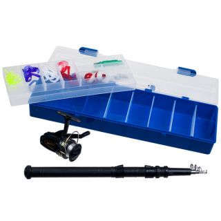 Set of 2 Telescopic Fishing Rods with Tackle Box Includes Tackle