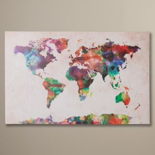 Bungalow Rose Urban Watercolor World Map by Michael Tompsett Graphic