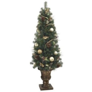 5 ft. Unlit Golden Holiday Mixed Pine Potted Artificial Christmas Tree 2258370HD