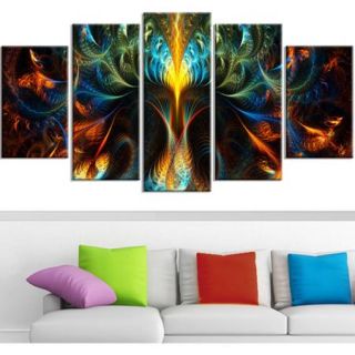 Design Art Never Ending Abstract Digital Artwork on Canvas, 5 Panels, 60" x 32"