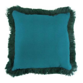 Jordan Manufacturing Sunbrella Spectrum Peacock Square Outdoor Throw Pillow with Forest Green Fringe DP981P1 2509F19