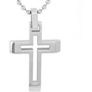 Crucible Stainless Steel Cut Out Cross Pendant Necklace