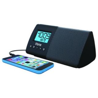 Ihome Ihm46 Speaker System   Portable   Black   Usb   Digital Alarm Clock, Retractable Cord, Usb Charging Port (ihm46bc)