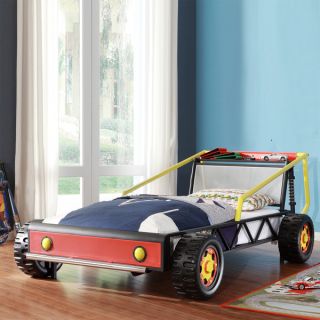 TRIBECCA HOME Kiran Toddlers Red Race Car Twin size Platform Bed