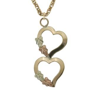 Black Hills Gold Tricolor 10k Double Heart Pendant   Jewelry