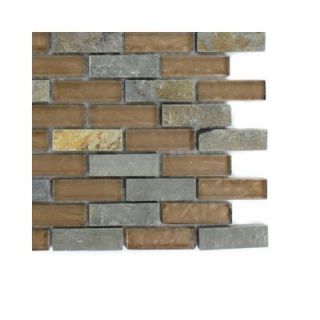 Splashback Tile Tectonic Brick Multicolor Slate and Bronze Glass Floor and Wall Tile   6 in. x 6 in. Tile Sample R6C2 GLASS MOSAIC TILE