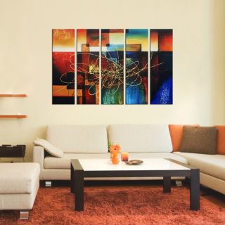 Abstract 403 5 piece Gallery wrapped Hand Painted Canvas Art Set