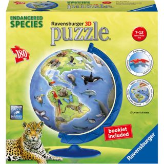 Worlds Endangered Species 3D Puzzle, 180 Piece Multi Colored