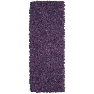 Hand tied Pelle Purple Leather Shag Rug (26 x 8)  