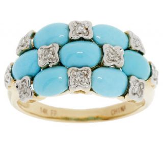 Sleeping Beauty Turquoise & Diamond Band Ring 14K Gold —