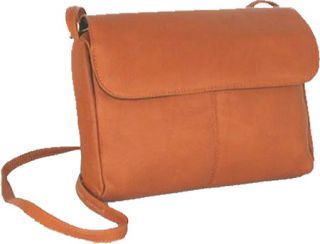 Womens David King Leather 521 Flap Front Handbag   Cafe