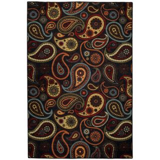 Rubber Back Black Charcoal Paisley Floral Non Skid Area Rug 5 x 66
