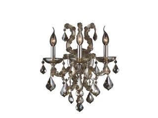 Lyre Collection 3 light Chrome Finish and Golden Teak Crystal Candle Wall Sconce Light