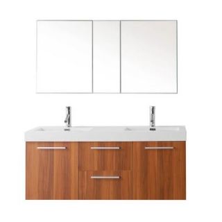 Virtu USA Midori 54 1/4 in. Double Basin Vanity in Plum with Poly Marble Vanity Top in White JD 50154 PL