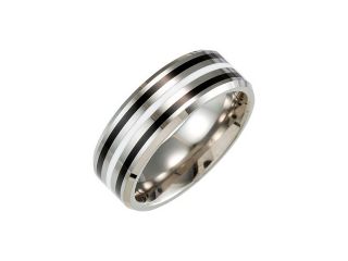 8.3MM Dura Tungsten Beveled Band With Black & White Resin Size 7.5
