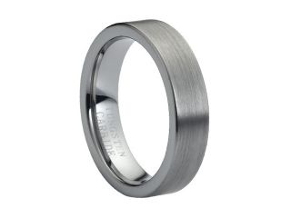 Tungsten Carbide Brushed Polished Flat Pipe Cut Style 6mm Wedding Band Ring