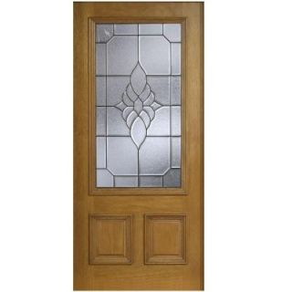 Main Door 36 in. x 80 in. Mahogany Type 3/4 Glass Prefinished Walnut Beveled Patina Solid Wood Front Door Slab SH 556 WA BPT