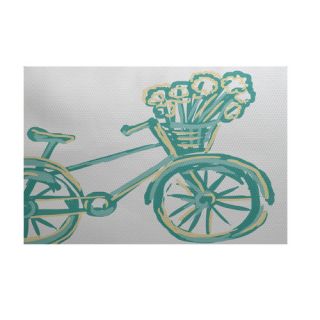 La Bicicleta Geometric Print Jade Outdoor Area Rug