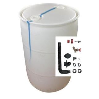 EarthMinded DIY Rain Barrel Bundle with Diverter System 55 Gal. Blemished Natural White Plastic Drum PTH0943