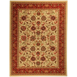 Non Skid Ottohome Ivory Floral Traditional Area Rug (5 x 66)