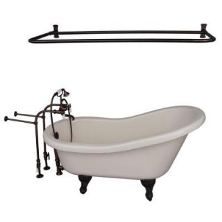 Barclay Products 5 ft. Acrylic Ball and Claw Feet Slipper Tub in Bisque with Oil Rubbed Bronze Accessories TKADTS60 BORB5