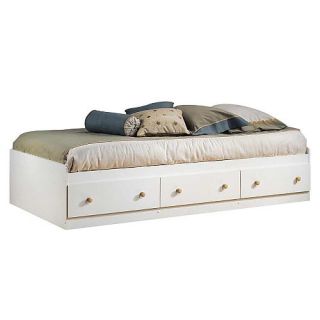 South Shore Mates Twin Bed Box   Pure White / Natural Maple    South Shore Furniture