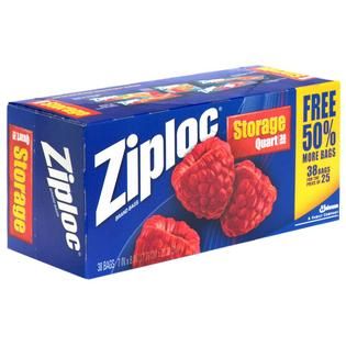 Ziploc Plastic Storage Bags, Quart Size, 38 bags   Food & Grocery