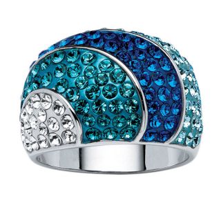 PalmBeach Teal, Blue and Aqua Crystal Dome Ring Made With SWAROVSKI