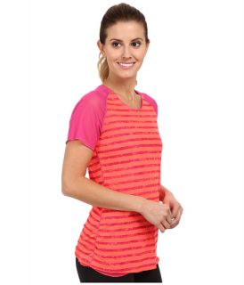 brooks dlite reversible s s shirt poppy poppy white stripe