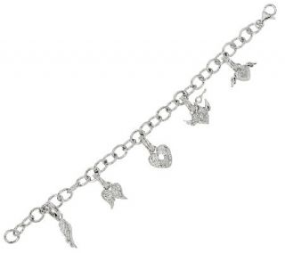 As Is Guardian Angel Diamond Charm Bracelet, 1/5ct tw Sterling —