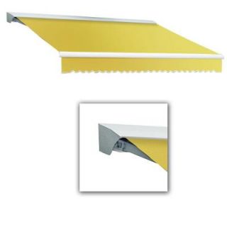 AWNTECH 12 ft. LX Destin with Hood Left Motor/Remote Retractable Acrylic Awning (120 in. Projection) in Light Yellow/White DTL12 587 LY