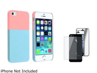 Insten Pink/Blue Clip on Hard Plastic Case with 2 LCD Kit (Front Mirror/Back Transparent) Film Guard for iPhone 5/5S 1475462