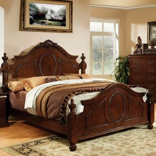 Furniture of America Luxurious English Style Warm Cherry Bed